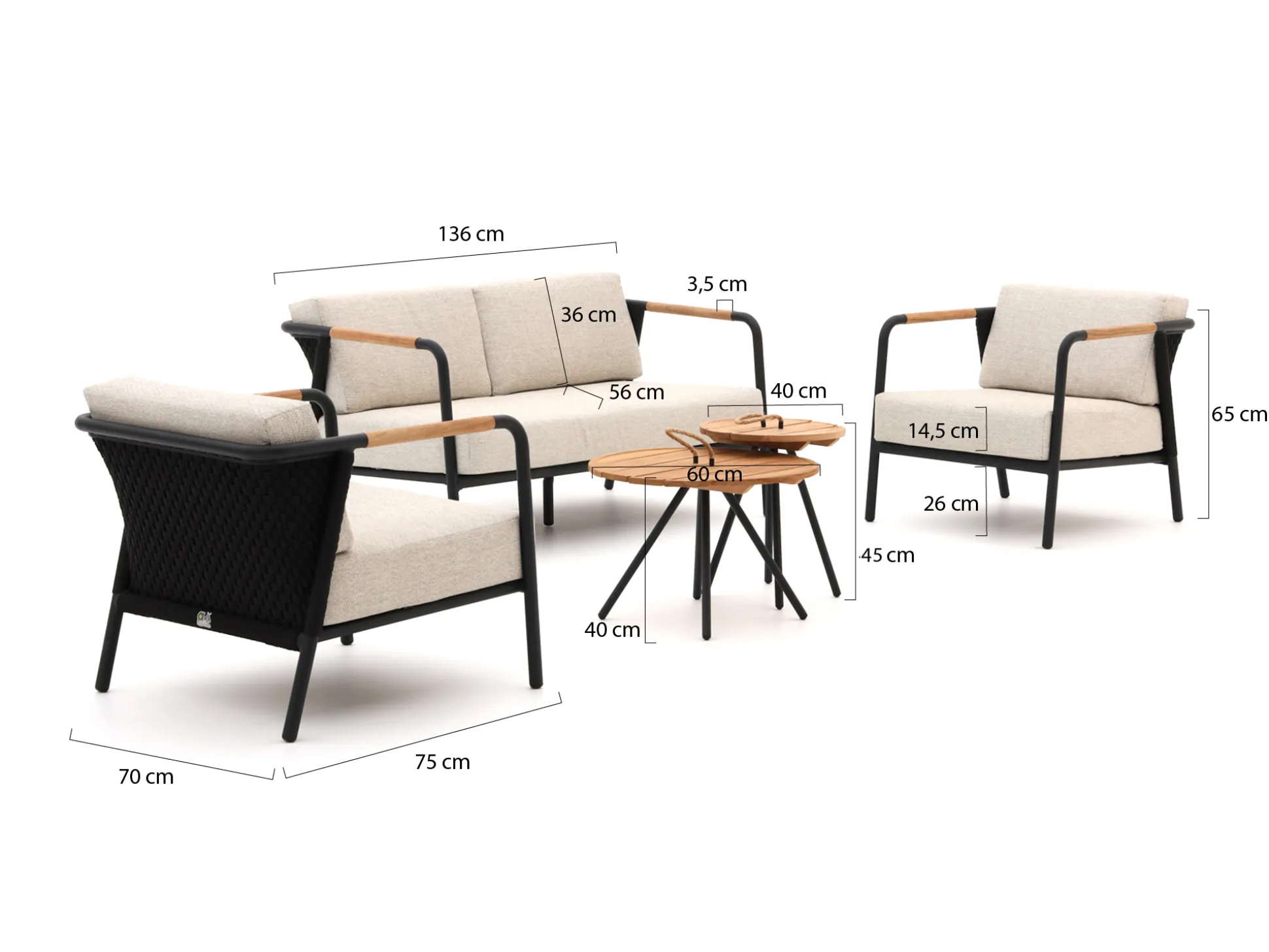 Apple Bee Elle stoel-bank loungeset 5-delig