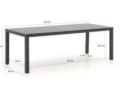 Apple Bee Hawaii/Menzano 220cm dining tuinset 7-delig stapelbaar