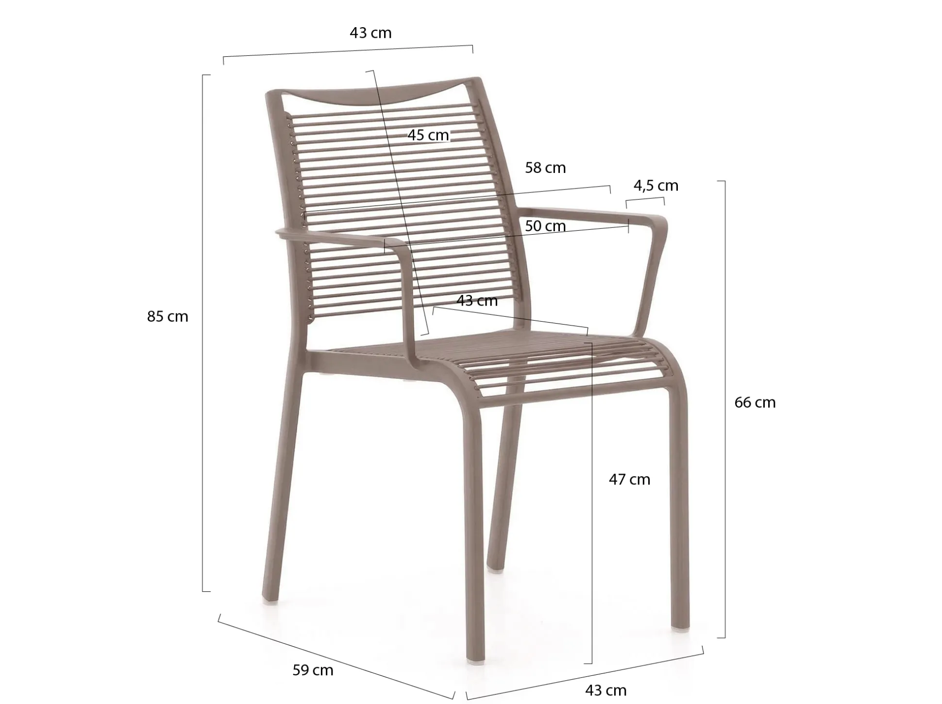 Apple Bee Hawaii/ROUGH-S 160cm dining tuinset 5-delig stapelbaar