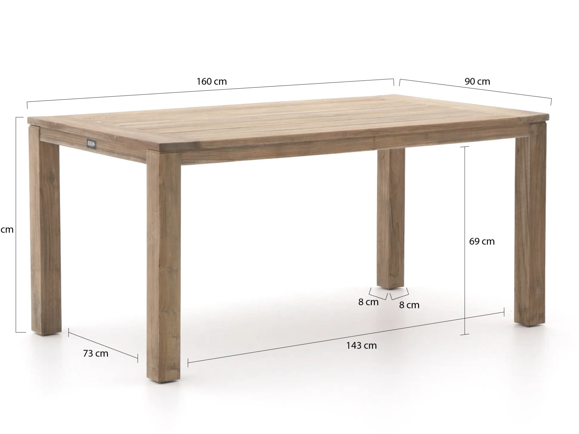 Apple Bee Hawaii/ROUGH-S 160cm dining tuinset 5-delig stapelbaar