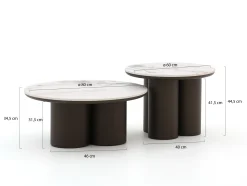 Apple Bee Tonga bijzet tuintafelset ø 80cm (h: 36cm)/ø 60cm (h: 44cm)