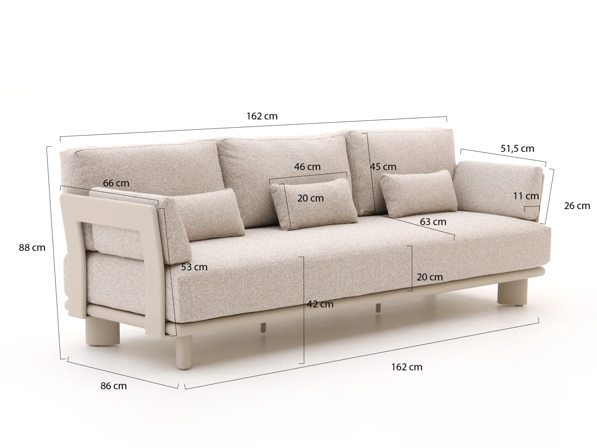 Bellagio Battuello lounge tuinbank 3-zits 240cm