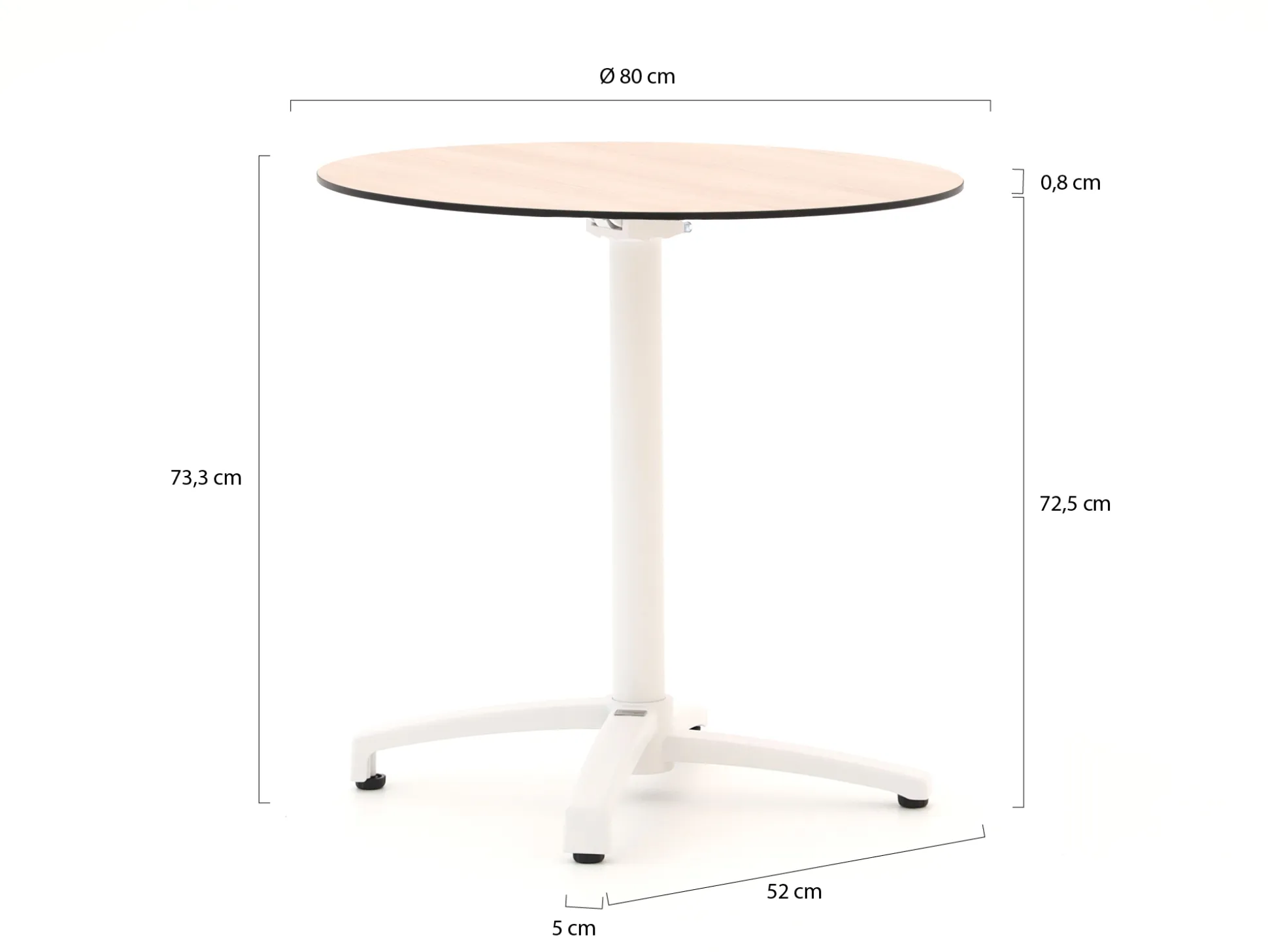 Bellagio Canzo klaptafel ø 80cm (h:73cm)
