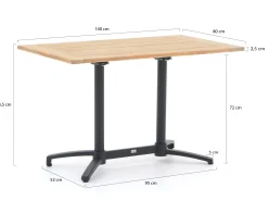 Bellagio Canzo klaptafel 120x70x75cm
