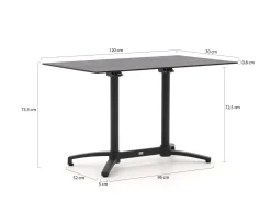 Bellagio Canzo klaptafel 120x70x73cm