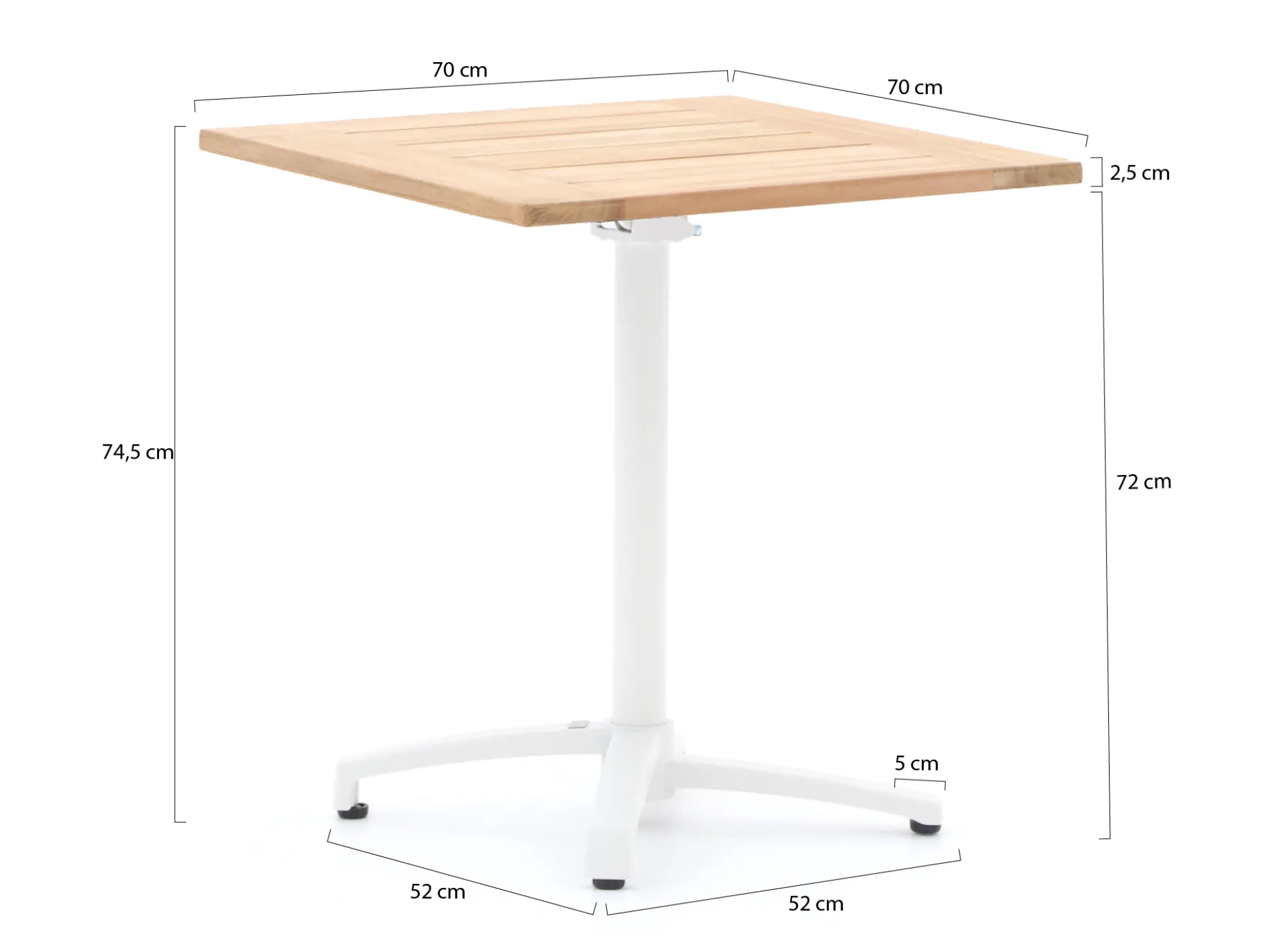 Bellagio Canzo klaptafel 70x70x75cm
