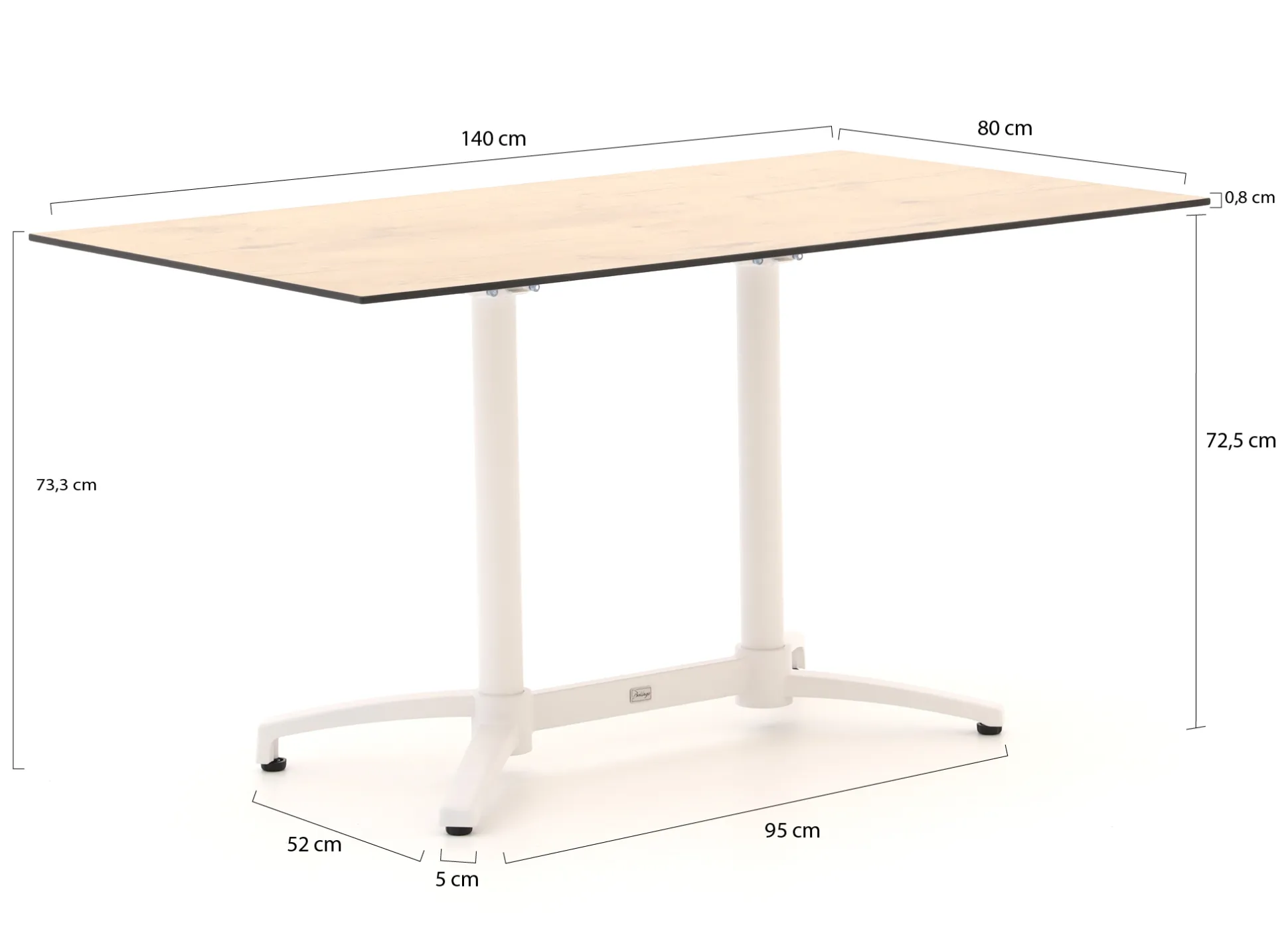 Bellagio Canzo klaptafel 140x80x73cm