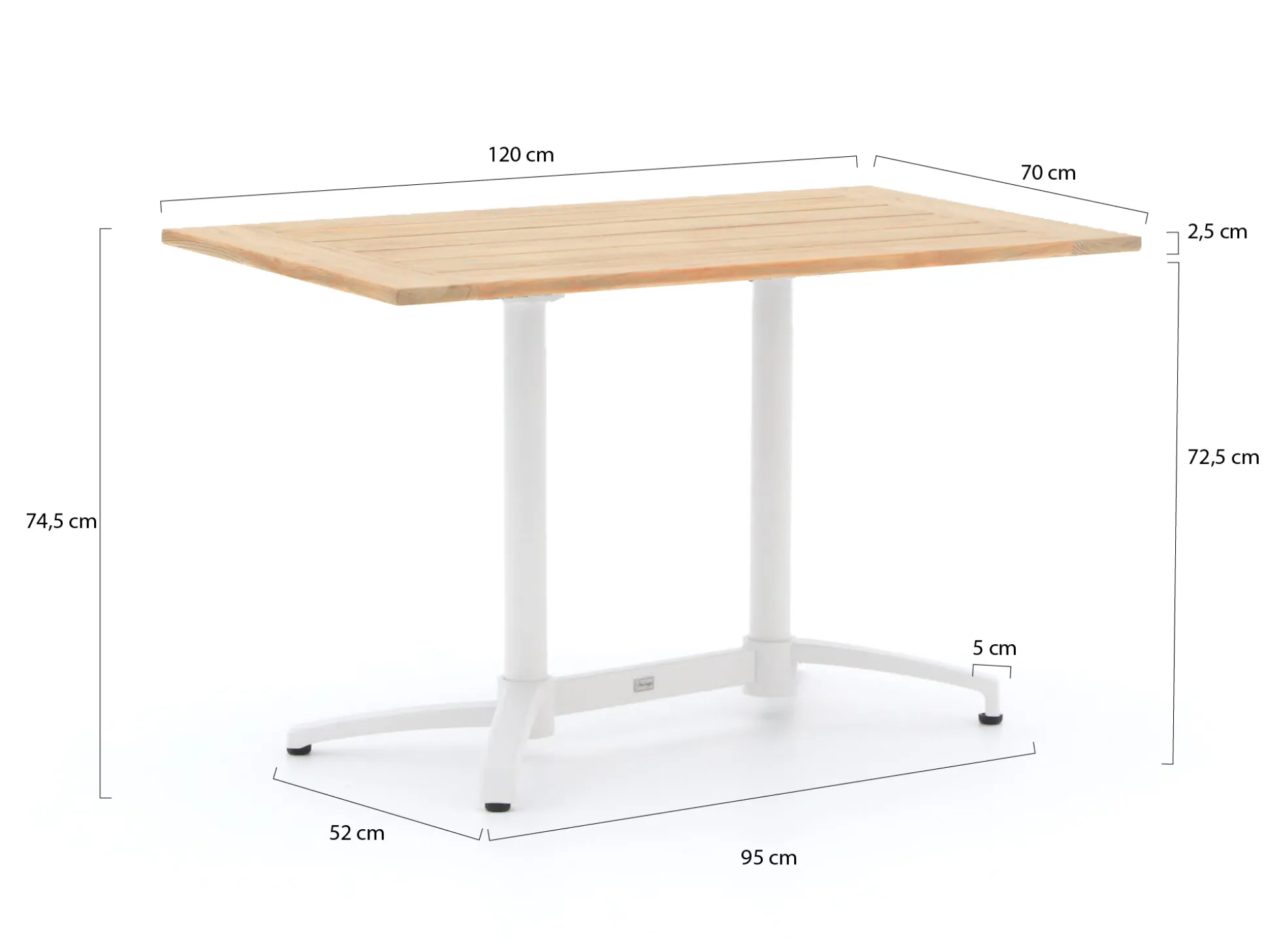 Bellagio Canzo klaptafel 120x70x75cm