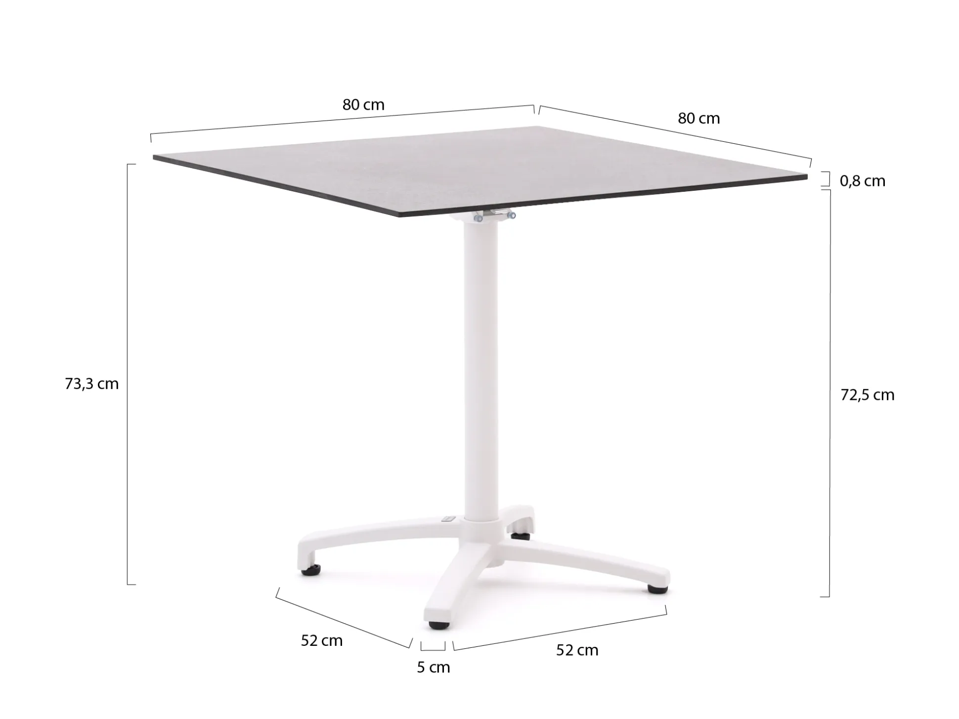 Bellagio Canzo klaptafel 80x80x73cm
