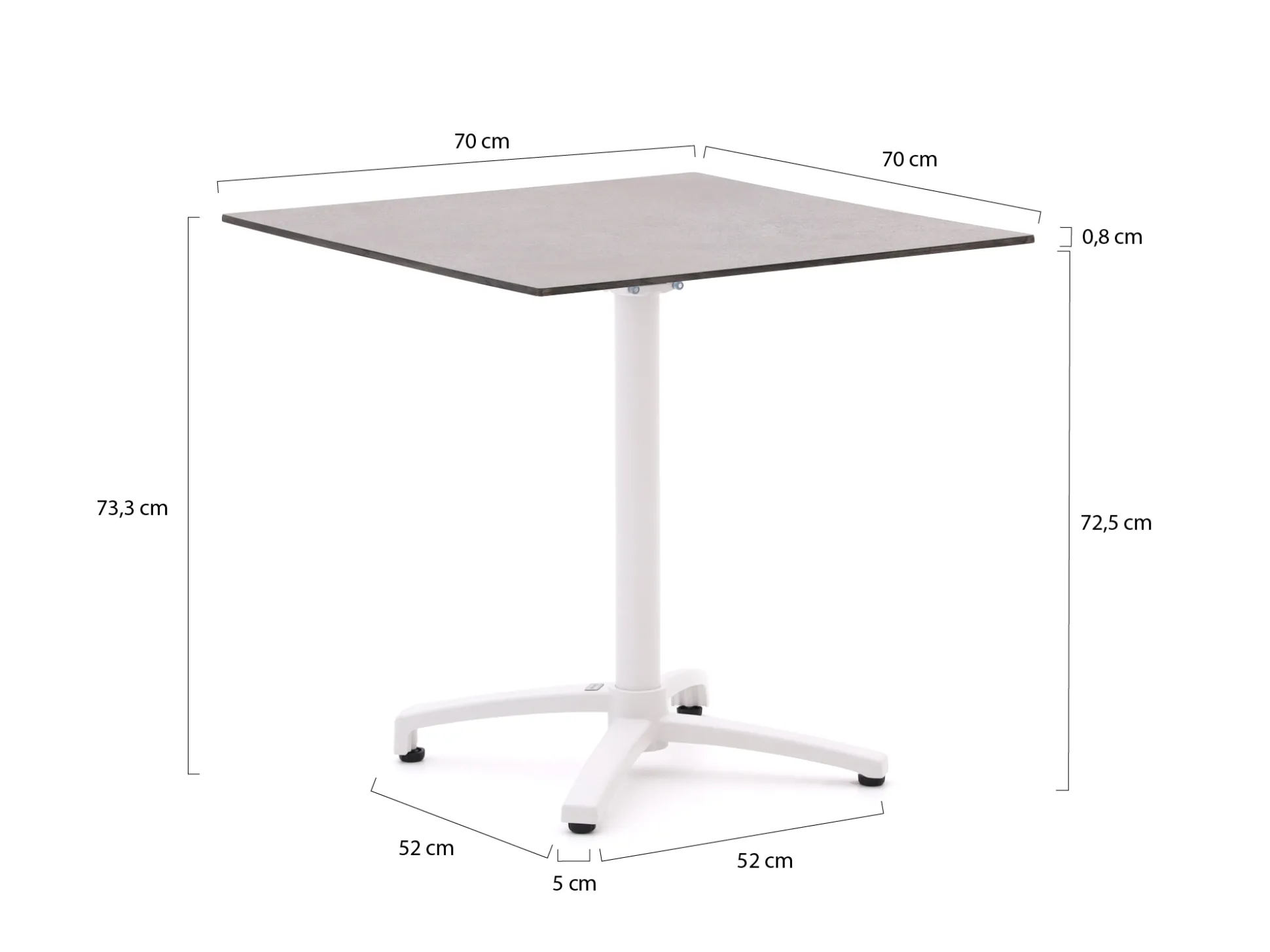 Bellagio Canzo klaptafel 70x70x73cm