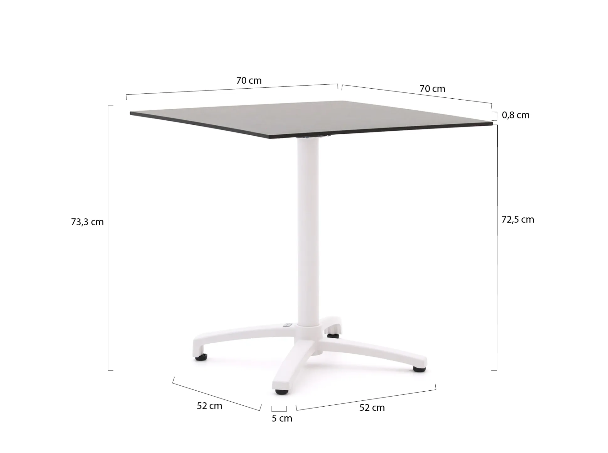 Bellagio Canzo klaptafel 70x70x73cm