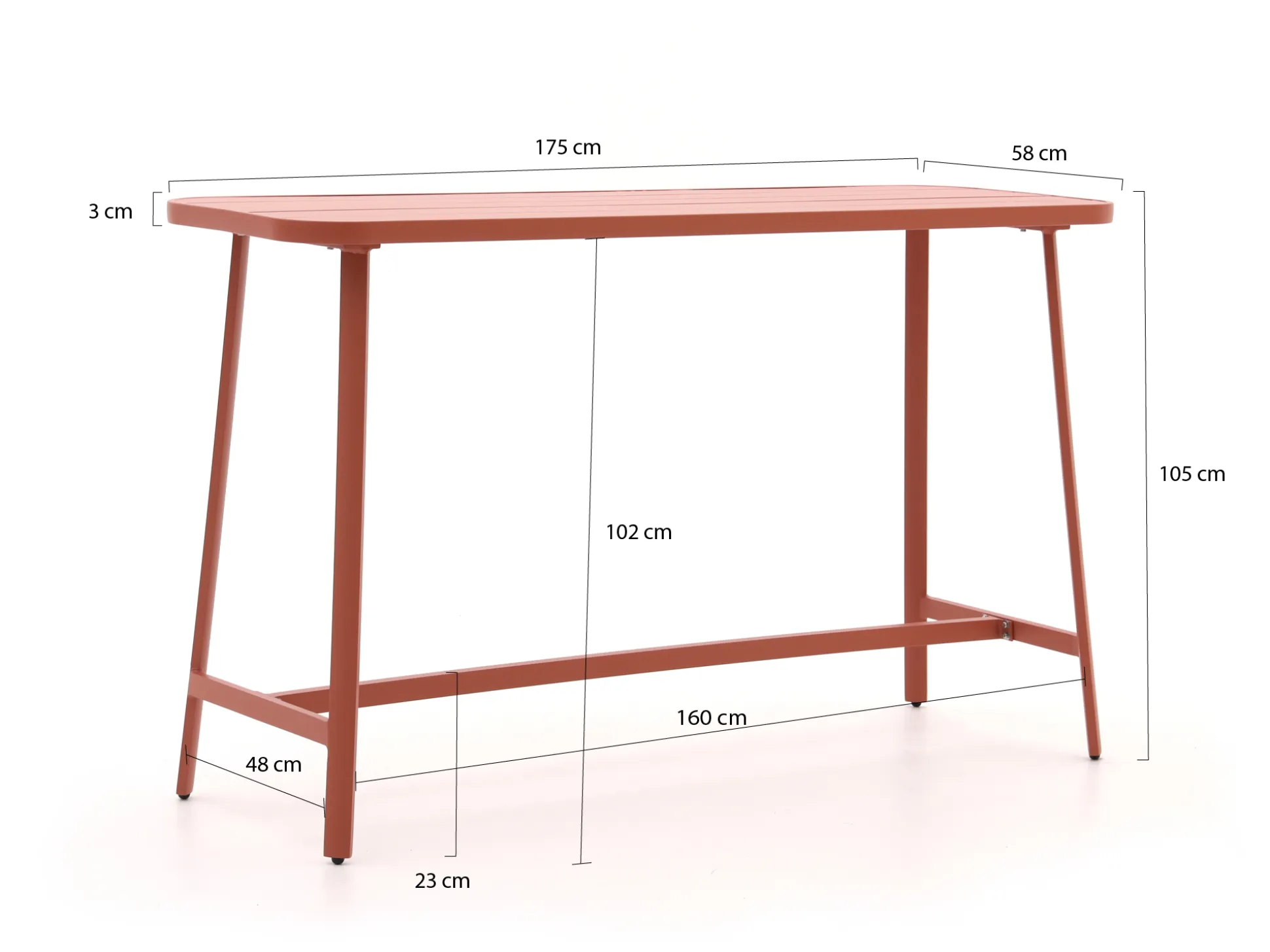 Bellagio Cino bartafel 175x58x105cm