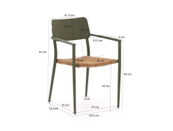 Bellagio Cino/ROUGH-K 90cm dining tuinset 5-delig stapelbaar