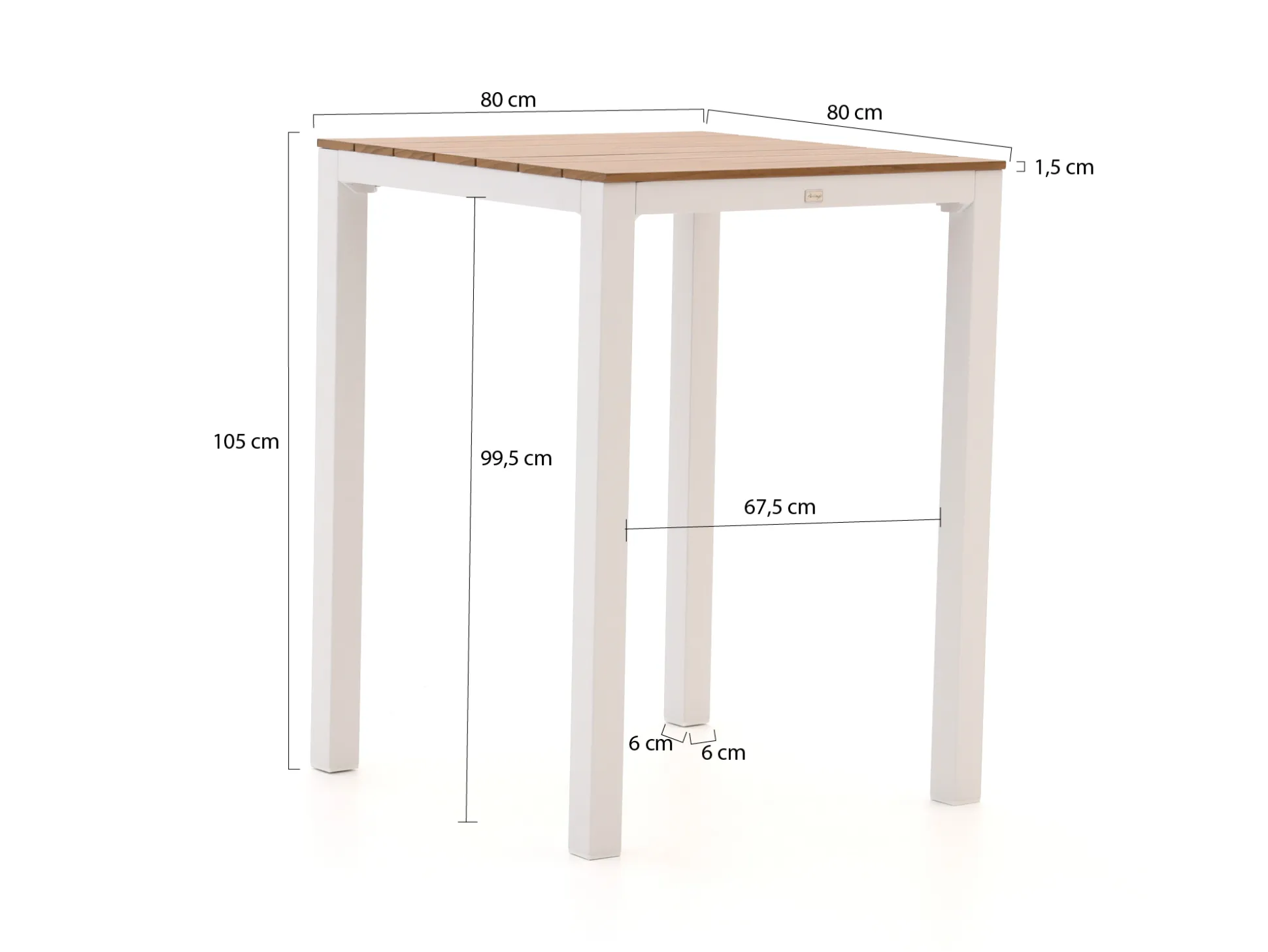 Bellagio Fidenza bartafel 80x80x105cm