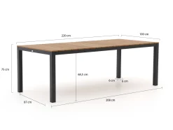 Bellagio Fidenza 220cm dining tuinset 7-delig stapelbaar