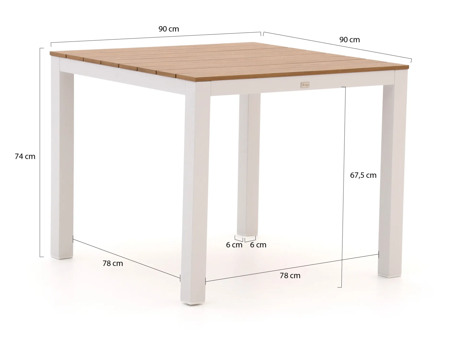 Bellagio Fidenza dining tuintafel 90x90x75cm