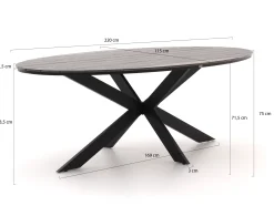 Bellagio Fidenza dining tuintafel ovaal 220x115cm