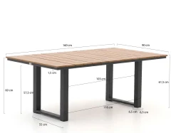 Bellagio Fidenza lounge/dining tuintafel 160x90x62cm