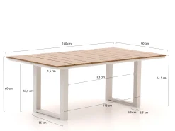 Bellagio Fidenza lounge/dining tuintafel 160x90x62cm
