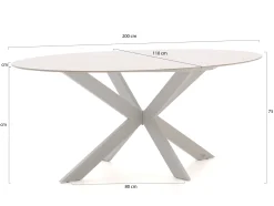 Bellagio Furato ellips dining tuintafel 200x110cm