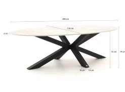 Bellagio Induno Ellips dining tuintafel 280x130cm