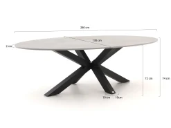 Bellagio Induno Ellips dining tuintafel 280x130cm