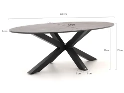Bellagio Induno Ellips dining tuintafel 240x120cm