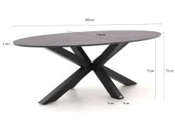 Bellagio Induno Ellips dining tuintafel 200x110cm