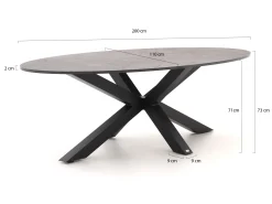 Bellagio Induno Ellips dining tuintafel 200x110cm