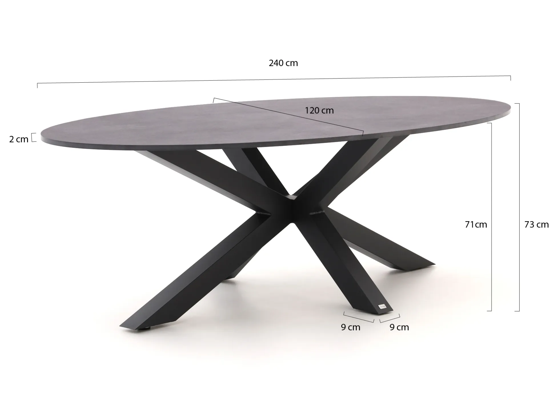 Bellagio Induno Ellips dining tuintafel 240x120cm