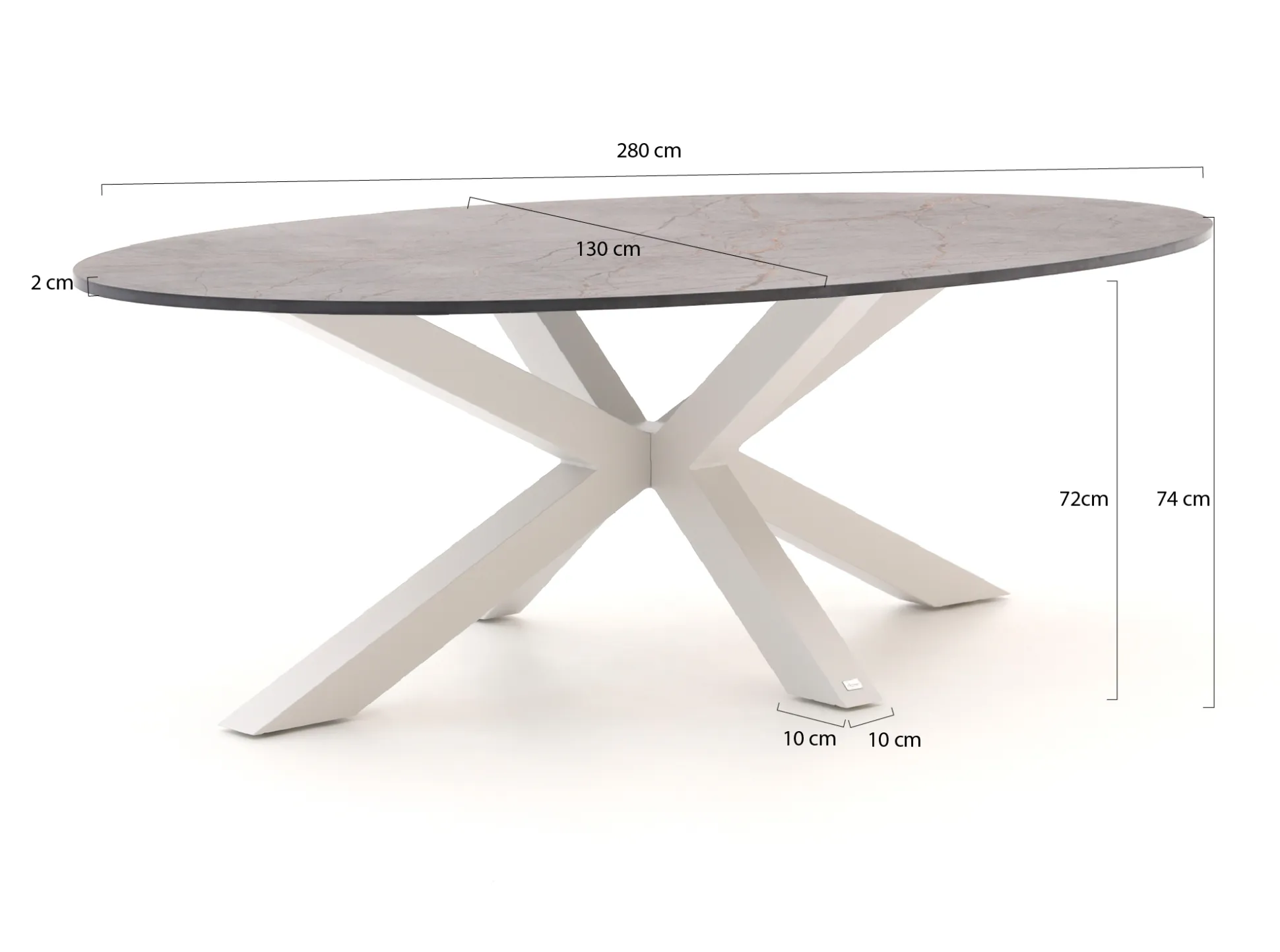Bellagio Induno Ellips dining tuintafel 280x130cm