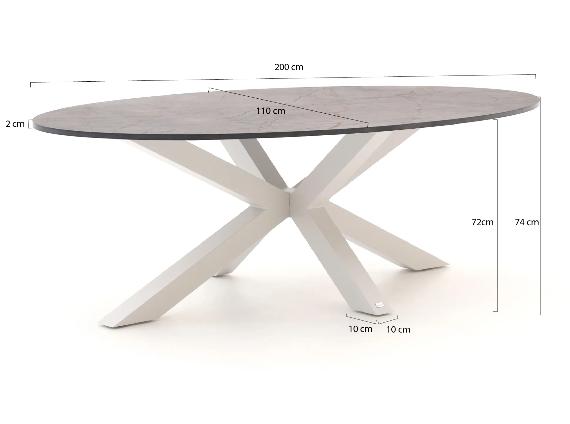 Bellagio Induno Ellips dining tuintafel 200x110cm