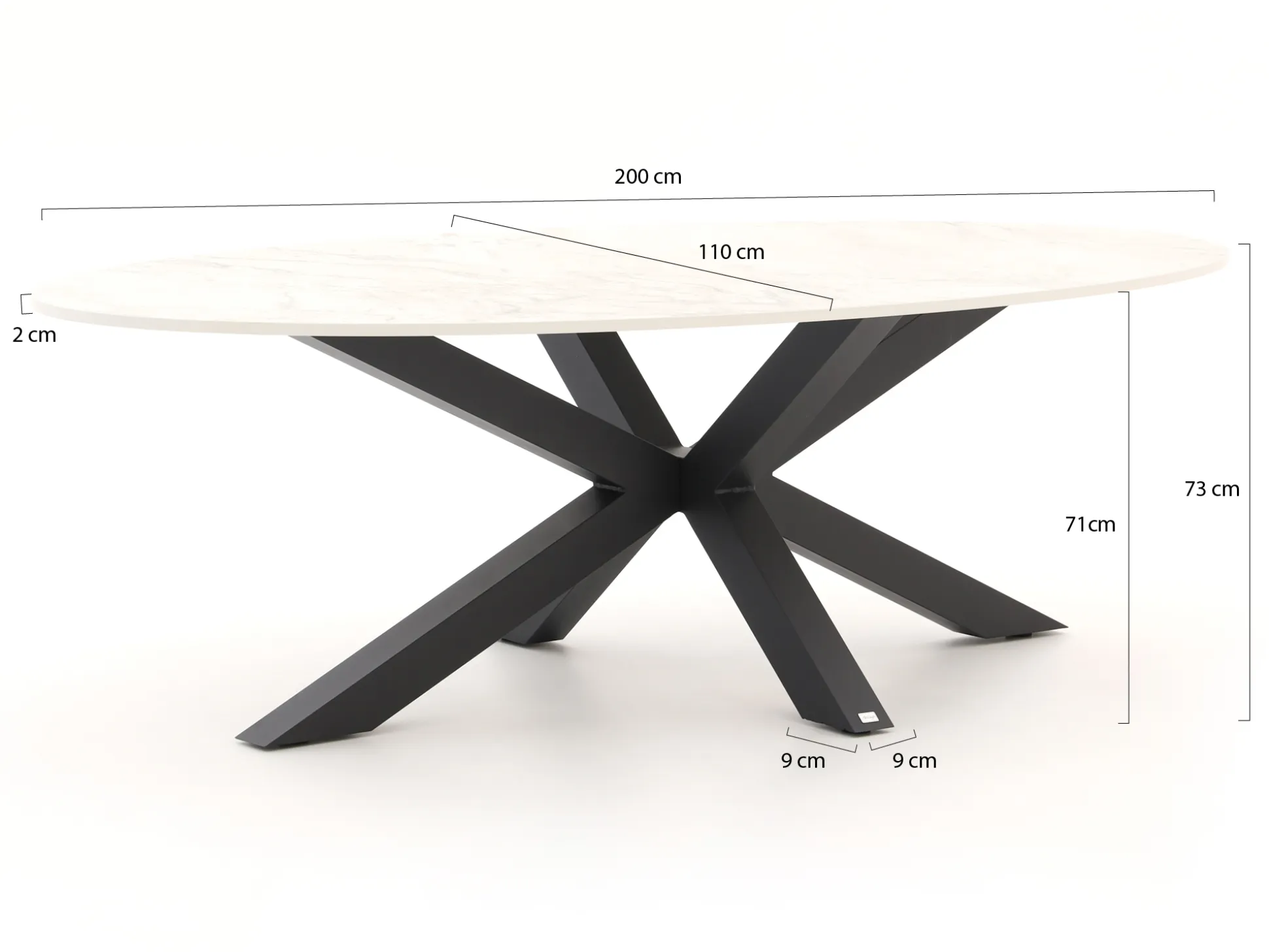 Bellagio Induno Ellips dining tuintafel 200x110cm