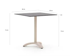 Bellagio Lisio tuintafel 80x80x73cm