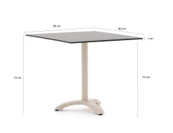 Bellagio Lisio tuintafel 80x80x73cm