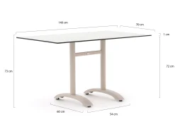Bellagio Lisio tuintafel 140x80x73cm