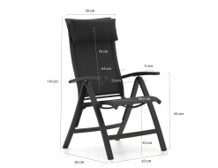 Bellagio Lugo/Lodola ø 130cm dining tuinset 5-delig verstelbaar
