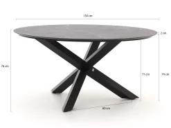 Bellagio Lugo/Lodola ø 150cm dining tuinset 6-delig stapelbaar