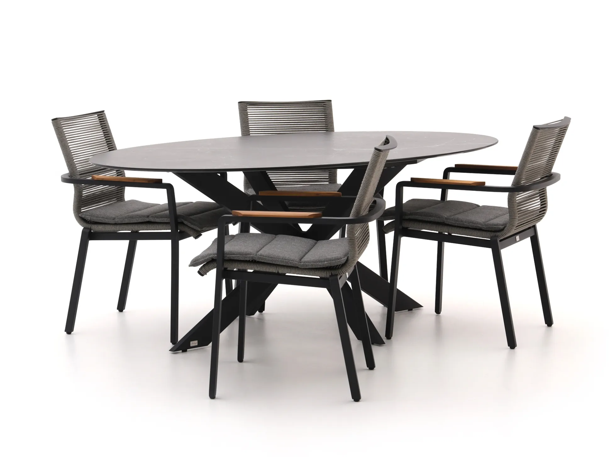 Bellagio Marudo/Furato ellips 200cm dining tuinset 5-delig stapelbaar