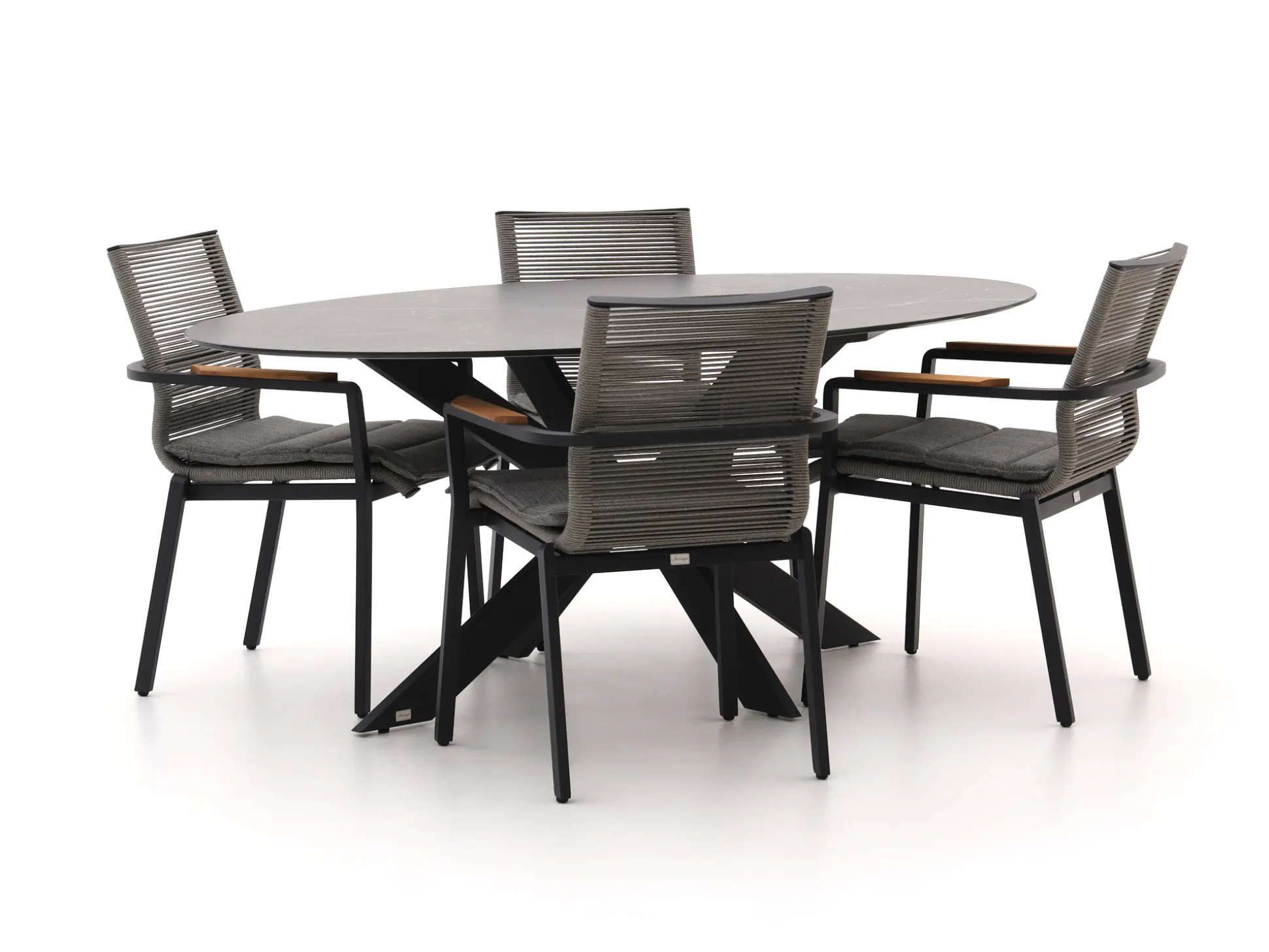 Bellagio Marudo/Furato ellips 200cm dining tuinset 5-delig stapelbaar