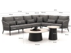 Bellagio Mineo/Cosidune hoek loungeset met vuurtafels 6-delig