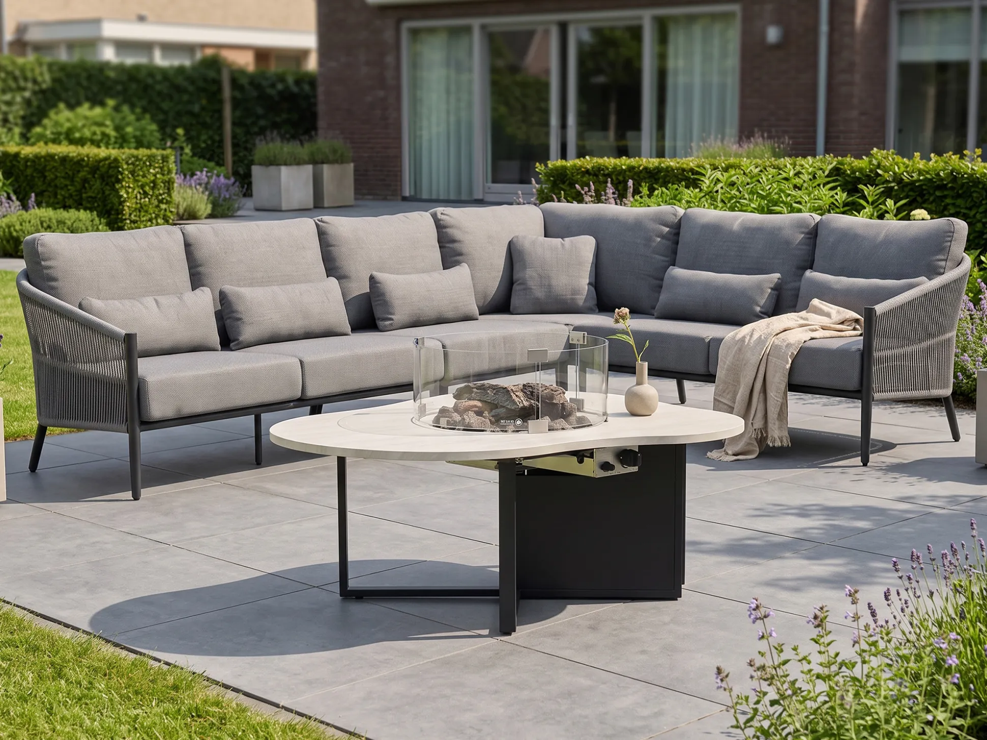 Bellagio Mineo/Cosiloft Novi hoek loungeset met vuurtafel 5-delig