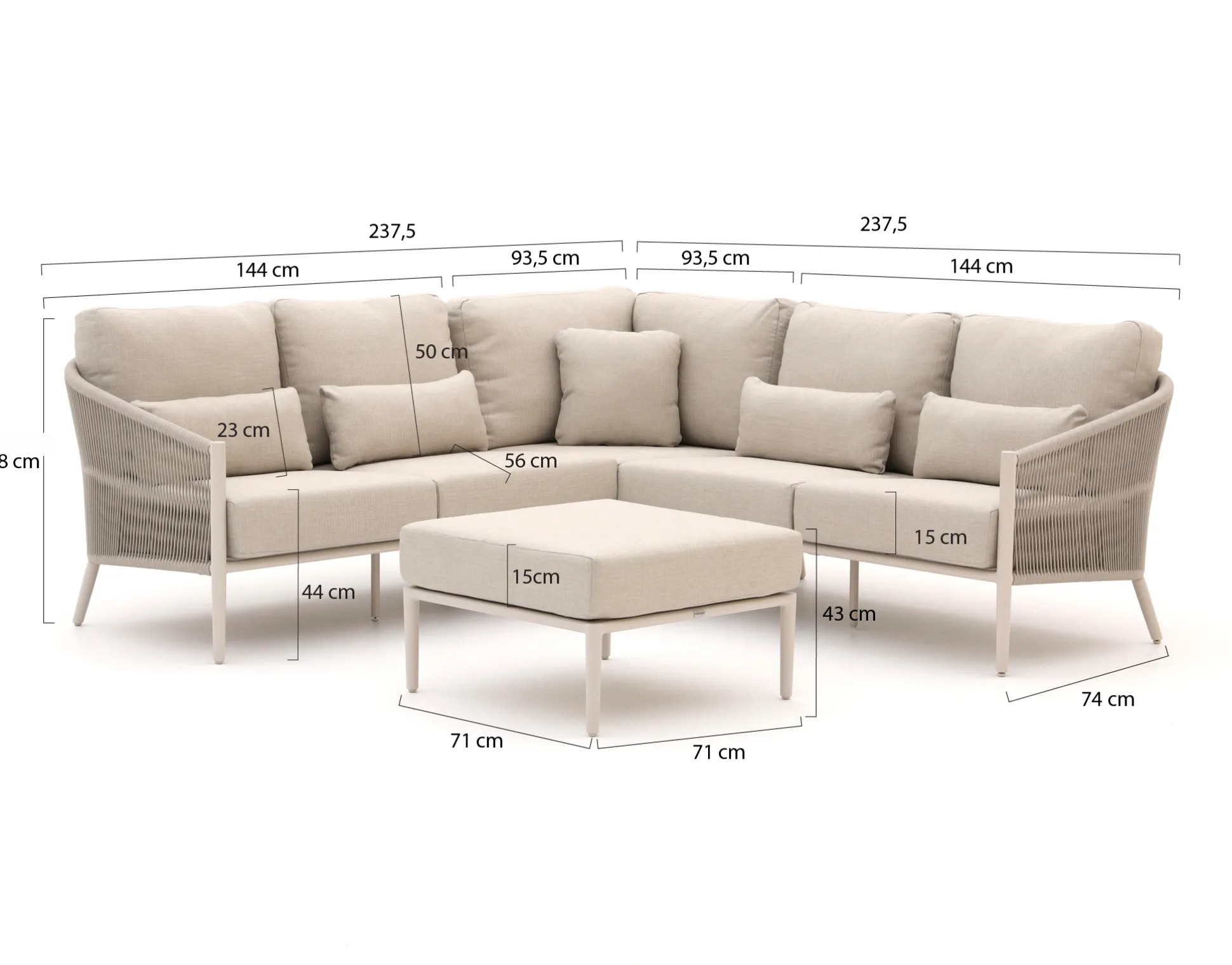 Bellagio Mineo hoek loungeset 4-delig