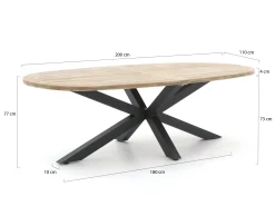Bellagio Mineo/ROUGH-Y Ellips 200cm dining tuinset 5-delig