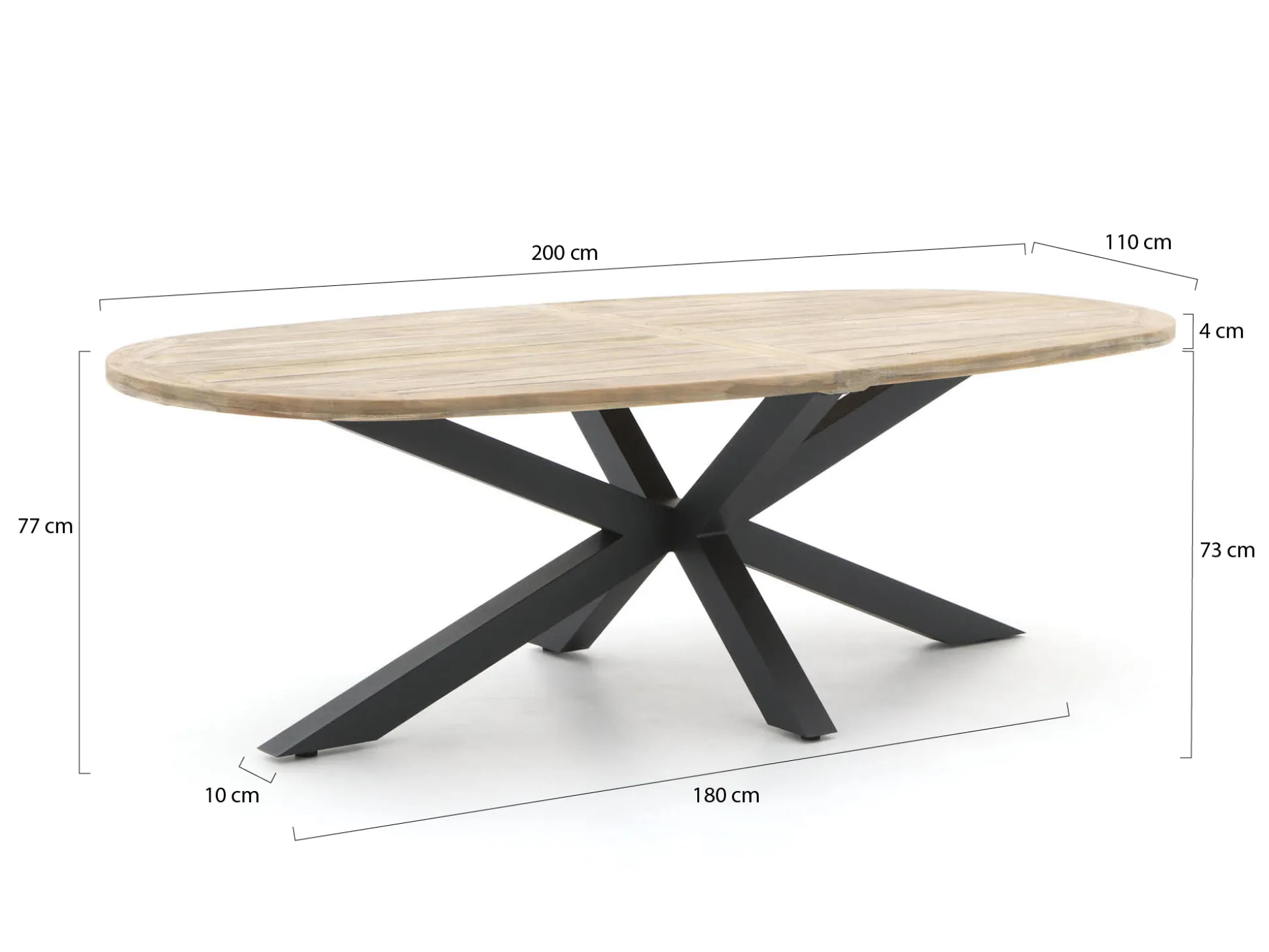 Bellagio Mineo/ROUGH-Y Ellips 200cm dining tuinset 5-delig