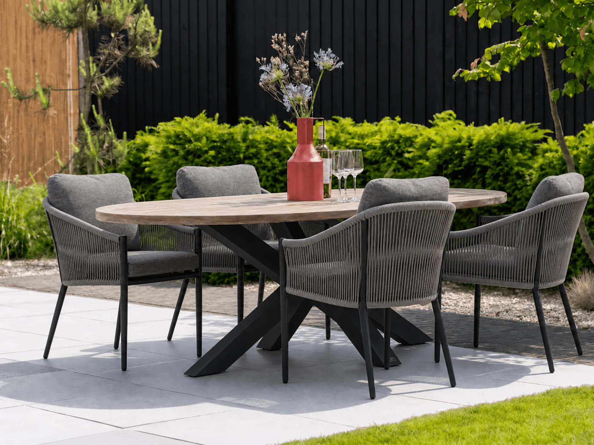 Bellagio Mineo/ROUGH-Y Ellips 200cm dining tuinset 5-delig