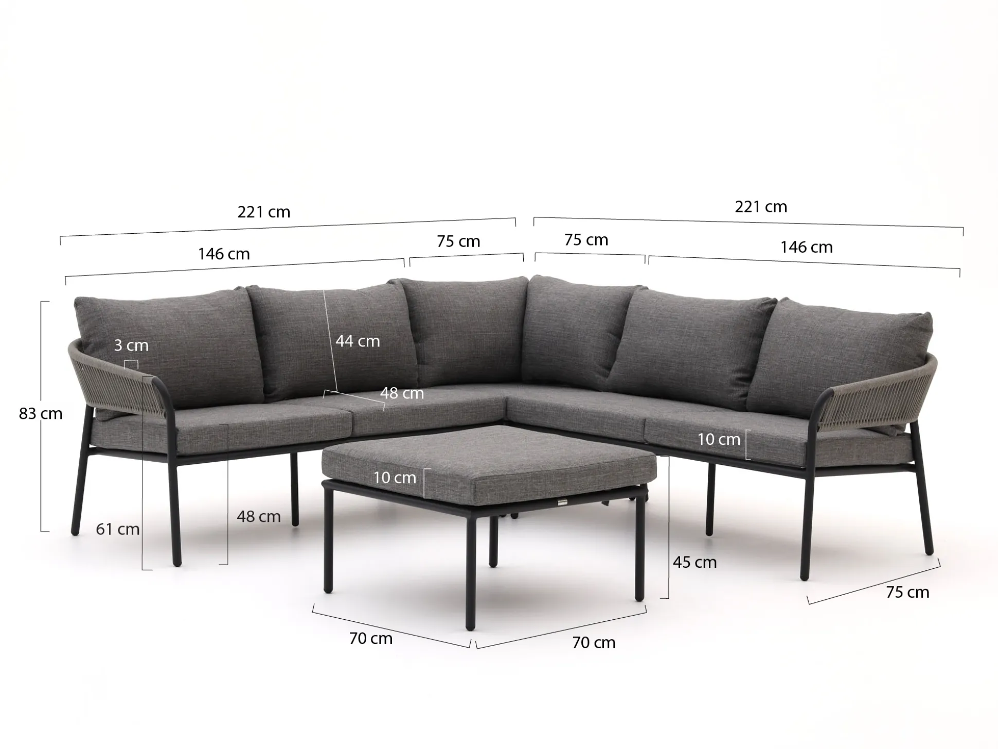 Bellagio Nova Siri hoek loungeset 4-delig