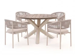 Bellagio Panaro/ROUGH-Y ø120cm dining tuinset 5-delig stapelbaar