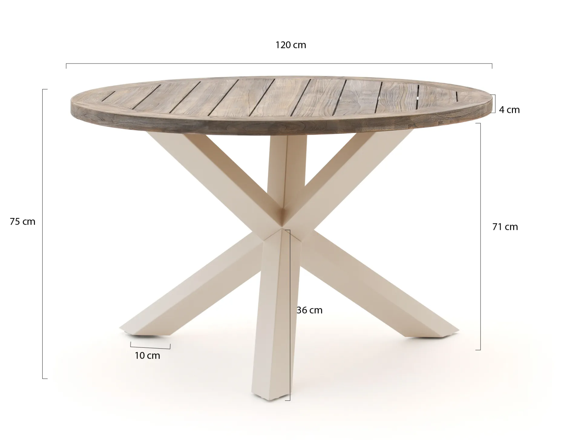 Bellagio Panaro/ROUGH-Y ø120cm dining tuinset 5-delig stapelbaar