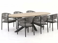 Bellagio Panaro/ROUGH-Y Ellips 240cm dining tuinset 7-delig stapelbaar